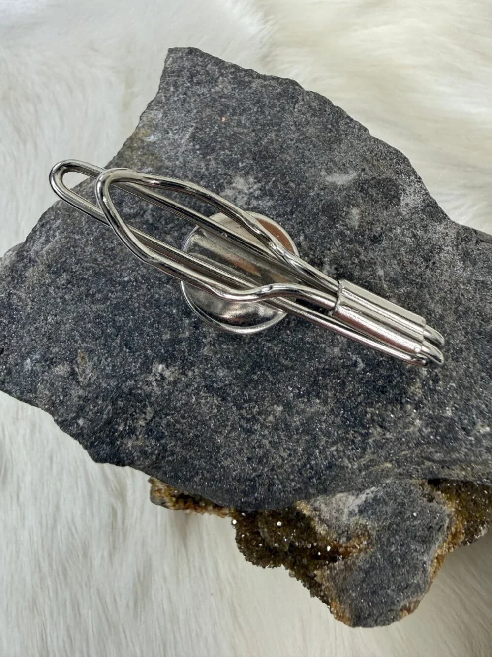 Vintage Reverse Painted Bowling Man Silver Tone Tie Bar .75